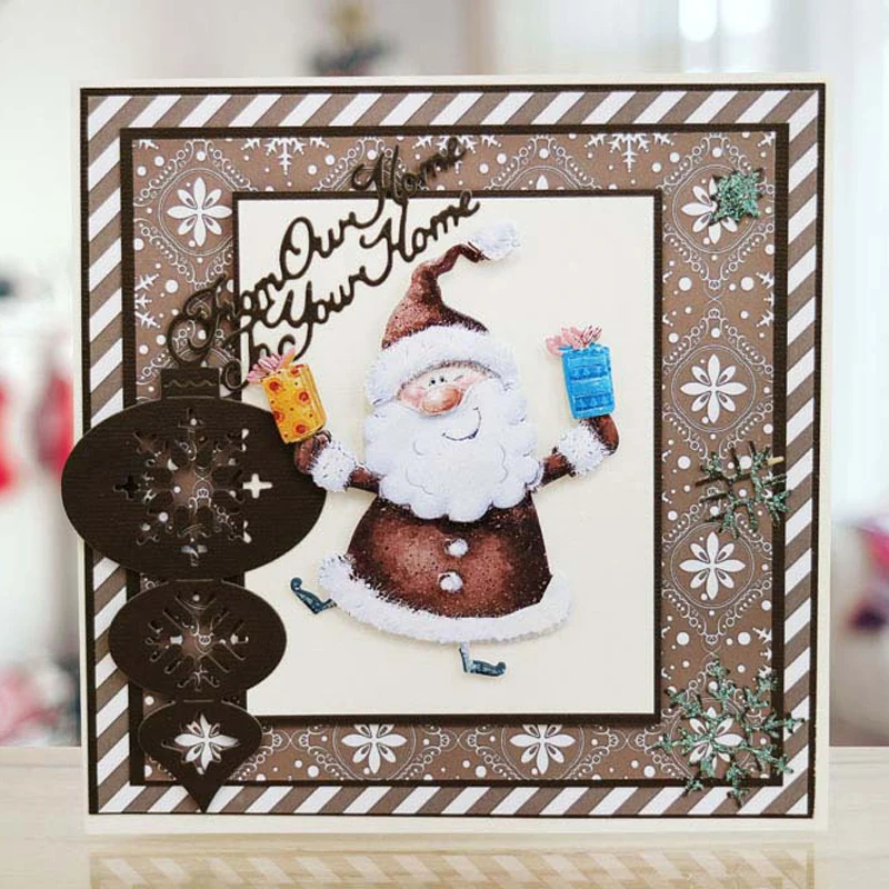 Танцующий Санта Клаус высечки для изготовления открыток очаровательные