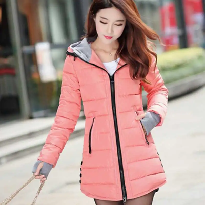 Женское длинное пальто ZOGAA теплая приталенная куртка парка с хлопковой