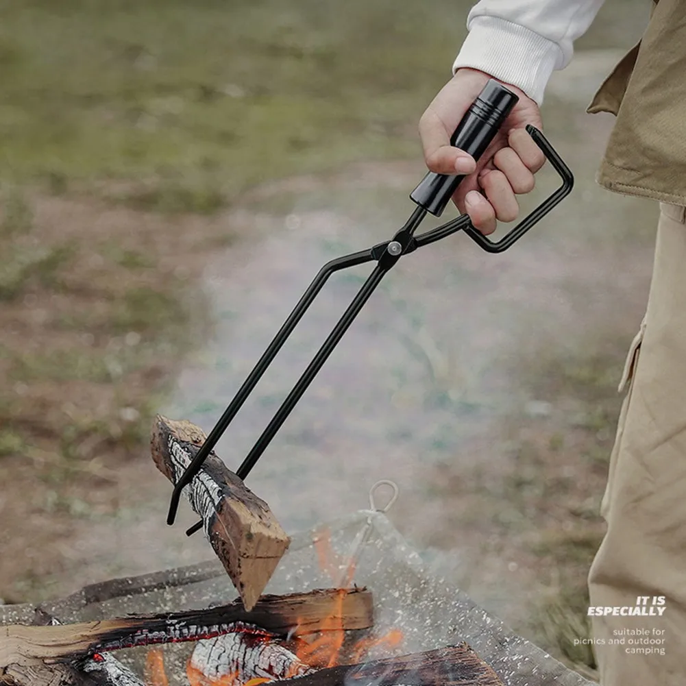 

Stainless Steel Charcoal Fire Tongs Shears Outdoor Camping Bonfire BBQ Firewood Clip Tool Stove Fire Charcoal Tongs Clamp