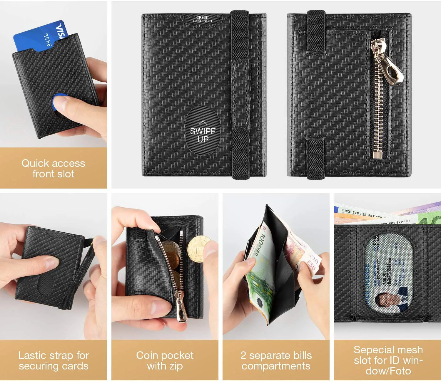 

Men 100% Leather Credit Card Holders Business ID Card Case Fashion Coin Purse Blocking Bank Card Wallets