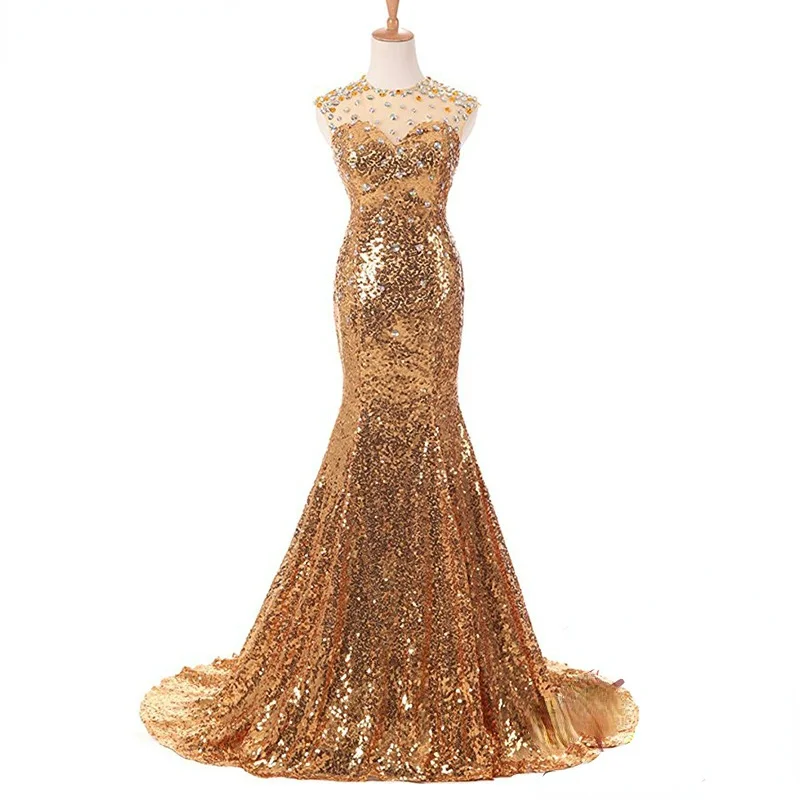 

New Autumn Evening Dress Fishtail Mop Floor Wedding Evening Dress Bridesmaid Dress Toast Dress Sequin Double Shoulder Lace