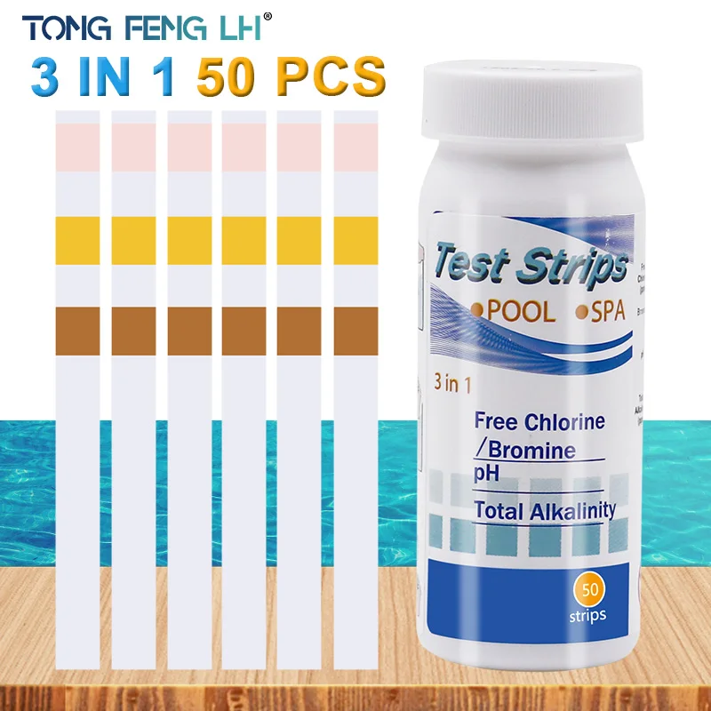 3-в-1 бассейн Тесты Бумага остаточного хлора рН щелочности твердость Тесты полосы флаконе 50 гидромассажная Ванна качества воды