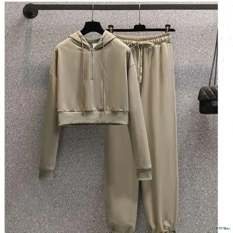 

Hoodies Trousers Women's Set 2021 Autumn Loose Long Pullovers Sweatpants Suits Female Casual Street Sport Sets
