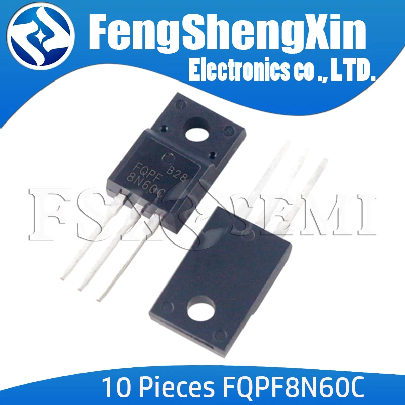 10 шт./лот FQPF8N60C TO-220F FQPF8N60 8N60C 8N60 N-Channel MOSFET | Электронные компоненты и принадлежности