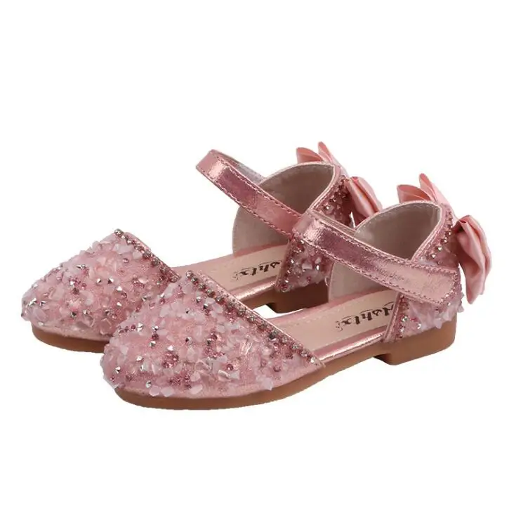 Популярные летние детские повседневные сандалии кожаные туфли принцессы на