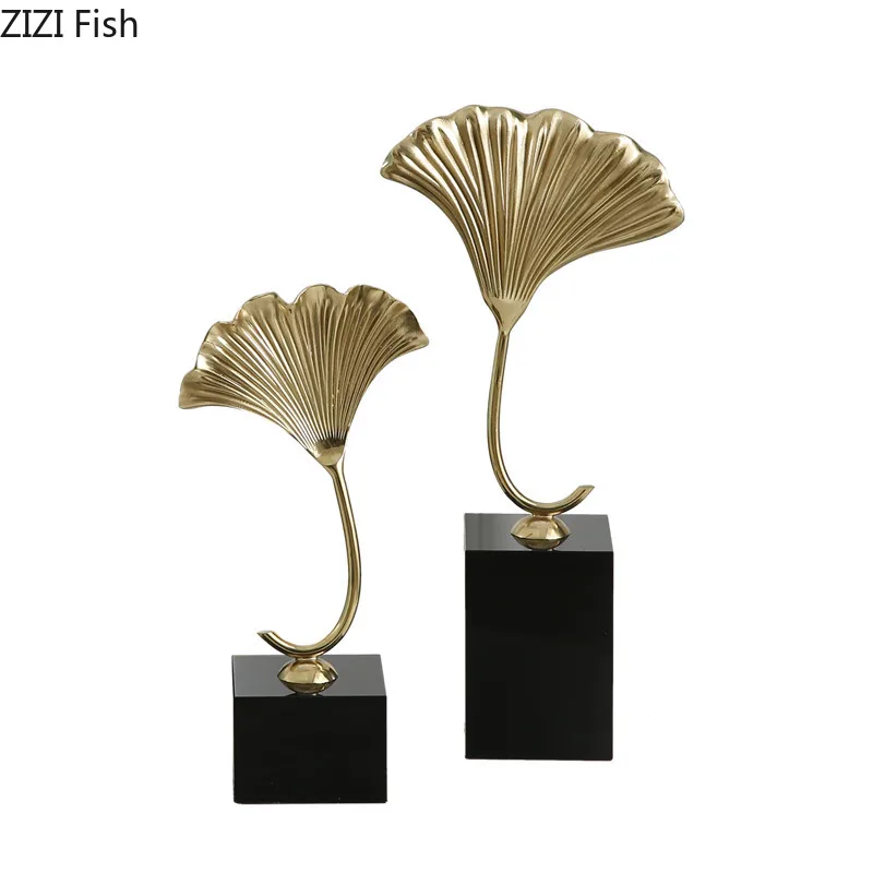 Американский минималистичный настольный декор Золотая медь гинкго билоба