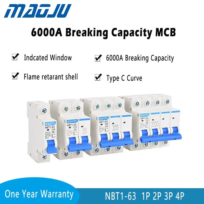 Автоматический выключатель переменного тока 1/2/3/4P 220/400 В 6 А/10 а/16 А/20 А/25 А/32 А |