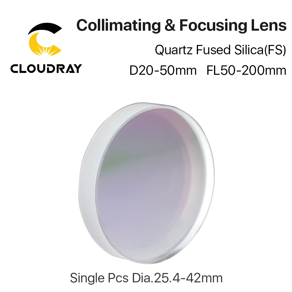 Cloudray 1 шт. фокусировка и коллимативный объектив диаметр. 20-Dia.50 OEM кварцевый плавленый кремнезем волоконный лазер 1064nm Raytools