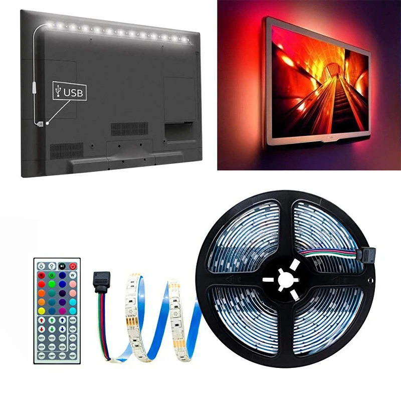 

LED Color Light Bar 3528RGB 5M Remote Control Reel Light Bar Set Home Decoration TV Background Light Color Light Bar