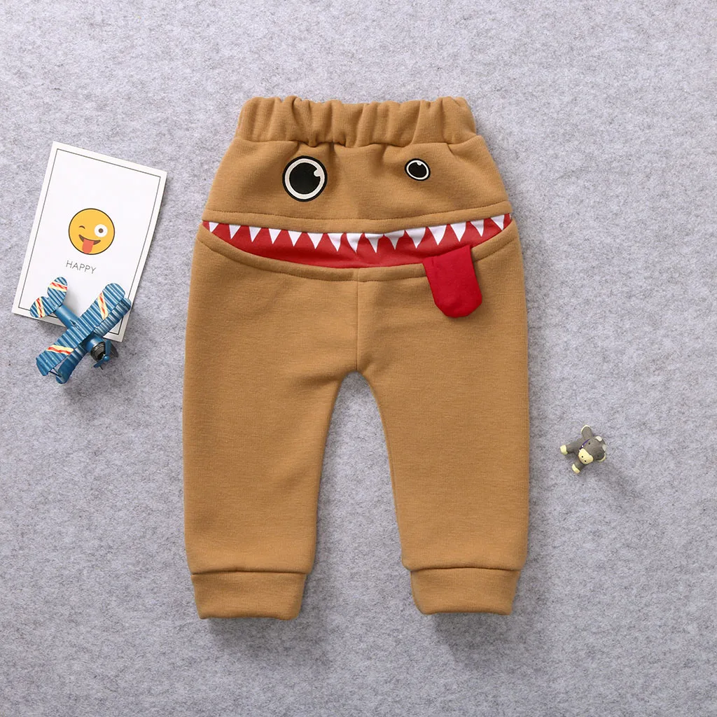 Мультяшные брюки с языком акулы детские для мальчиков и девочек бархатные милые