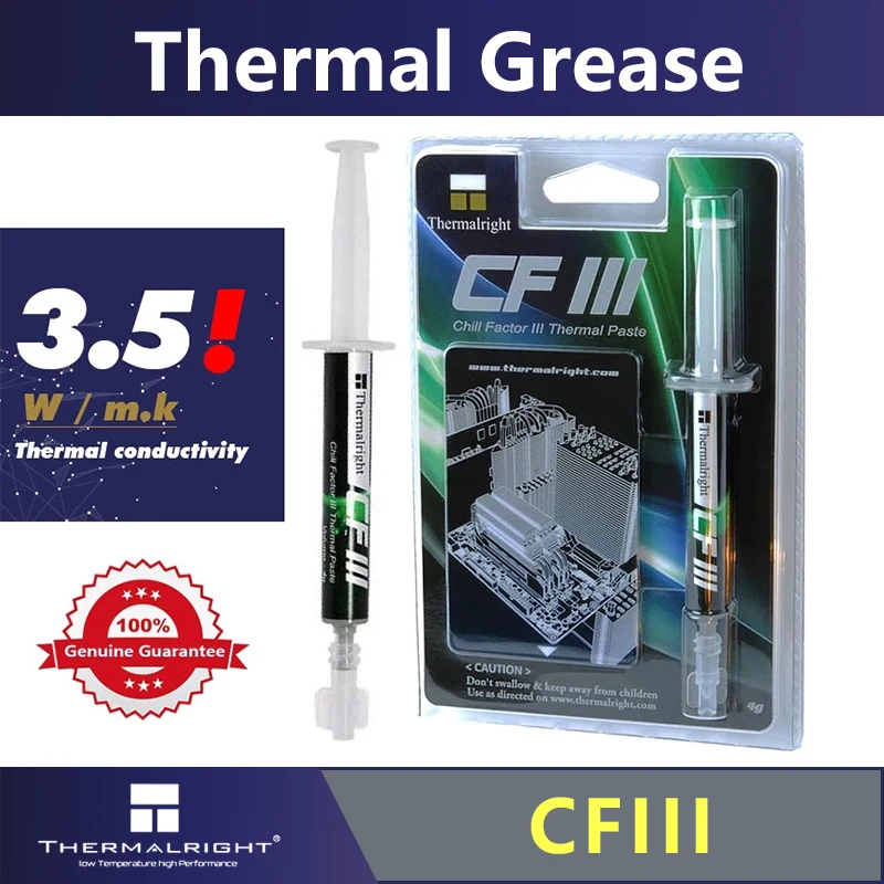 

Thermalright CFIII CF3 4g thermal grease thermal paste for Cpu graphics card for desktop notebook Thermal conductivity: 3.5W/m-K