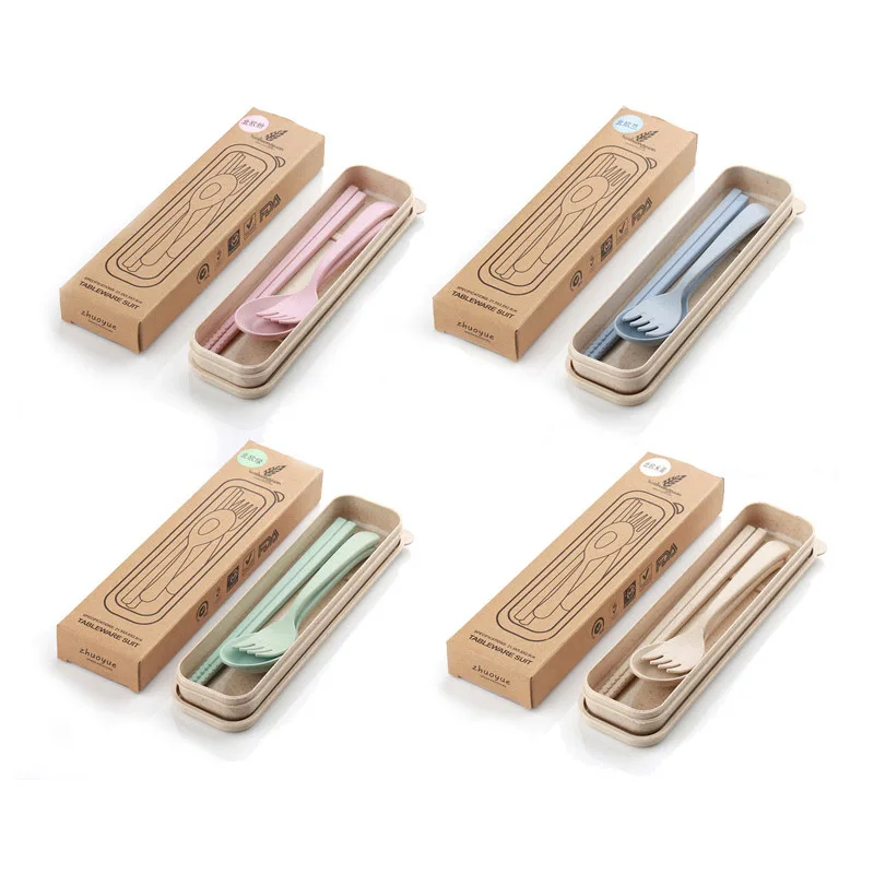 3 шт./компл. детские столовые приборы хороший подарок пшеничной соломы