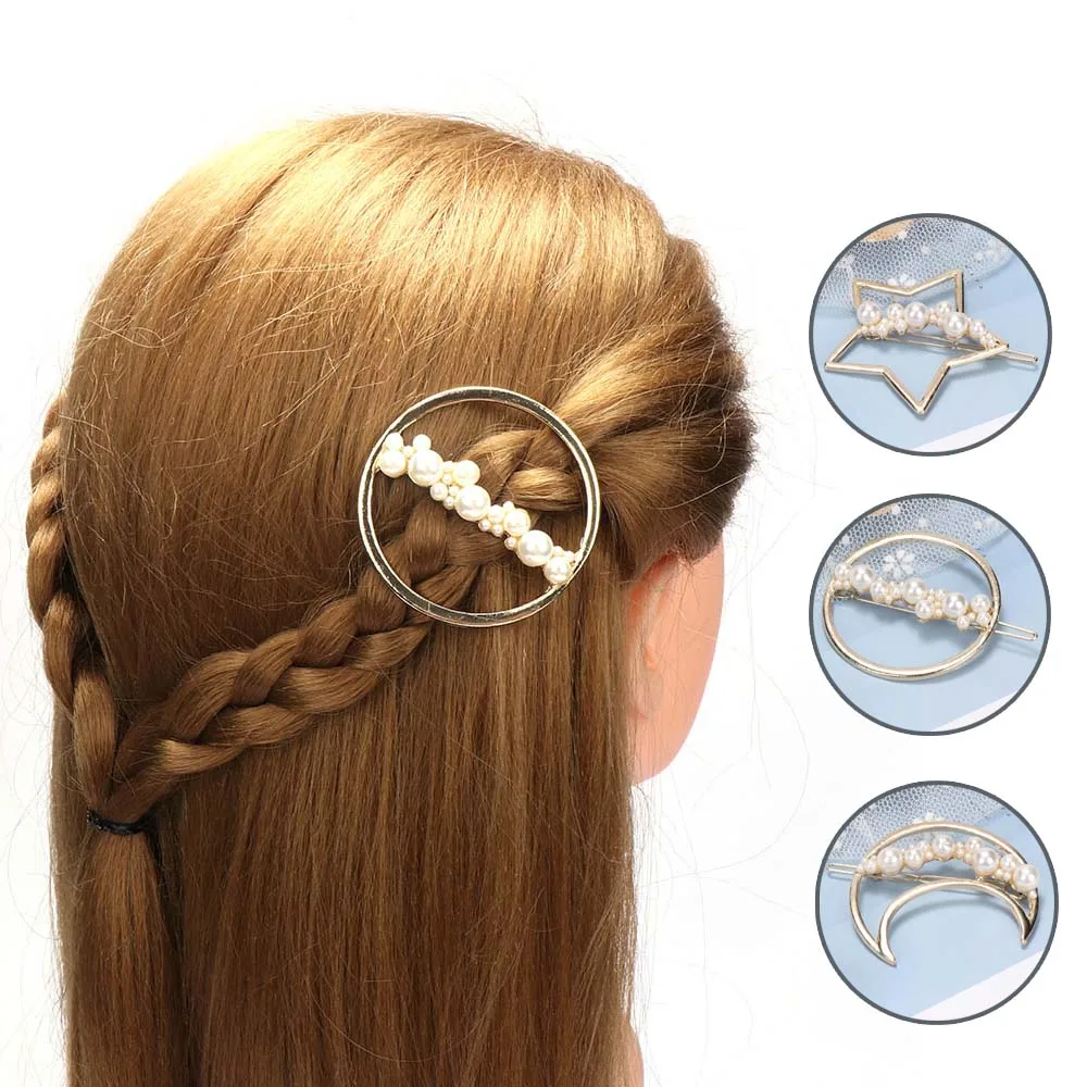 Модная Геометрическая булавка с имитацией жемчуга сплав простая Звезда Луна