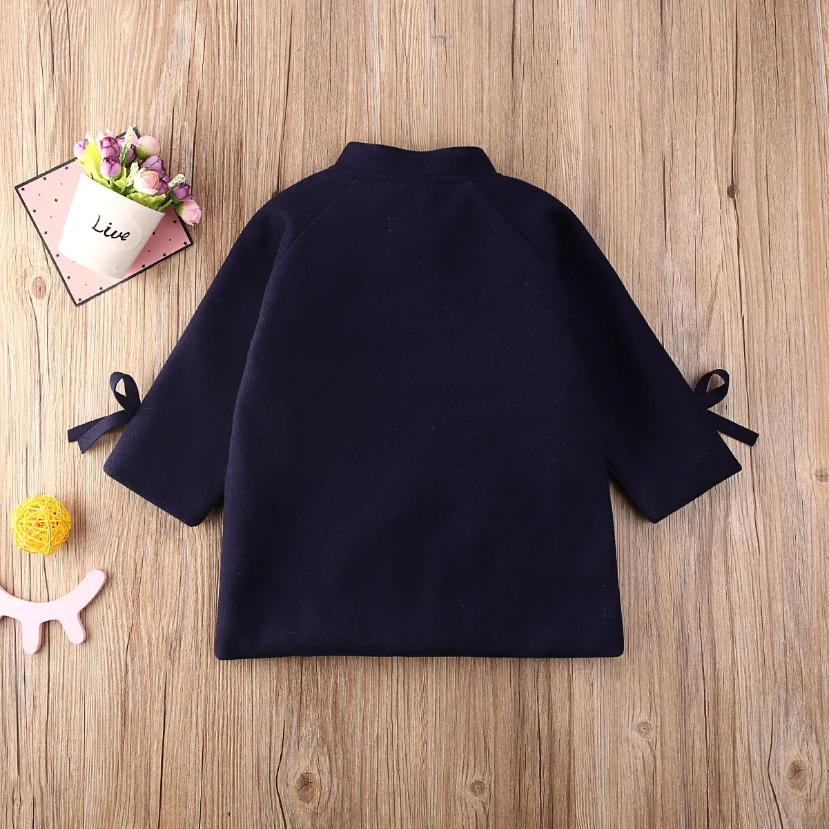 2020 Fashion 2-8Y Infant Kids Baby Girl Blends Coat Outfits Blue Bowknot Long Sleeve Slim Winter Spirng Big Bow Top Outwear | Детская