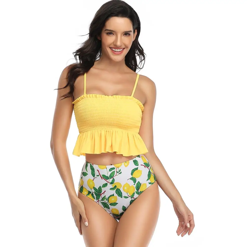 Женские милые плиссированные юбки с оборками яркие эластичные Купальники со