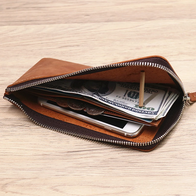 Мужской винтажный кошелек из натуральной коровьей кожи длинный бумажник на