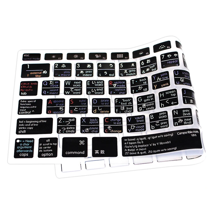 Функциональные ярлыки HRH VIM/VI силиконовый чехол для клавиатуры защитный Macbook Air Pro