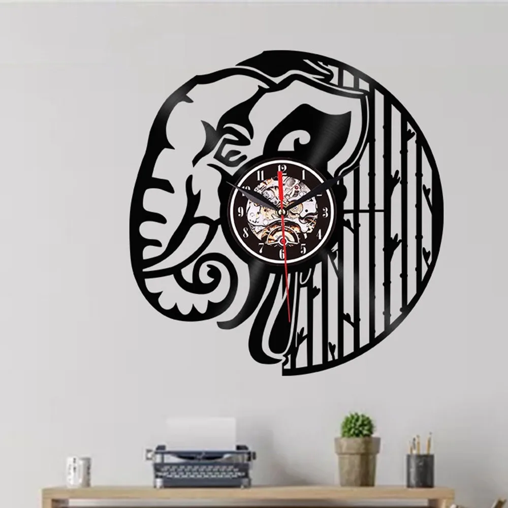 3D Ретро Настенные часы силуэт слона художественная декоративная стена дикие