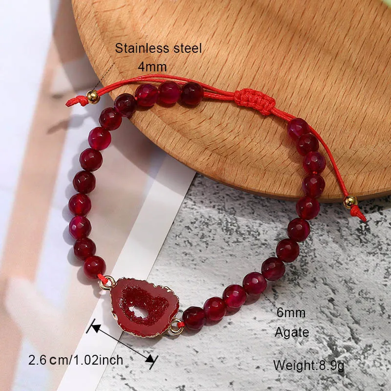 2021 New Colorful Natural Stone Strand Bracelet for Women Adjustable String Resin Druzy Beaded Bracelets Fashion Jewelry Gifts | Украшения