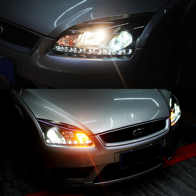 Headlight Assembly for Ford Focus 2005 2006 2007 2008 Left Right side with LED DRL Running Light and Yellow Turning Signal | Автомобили и
