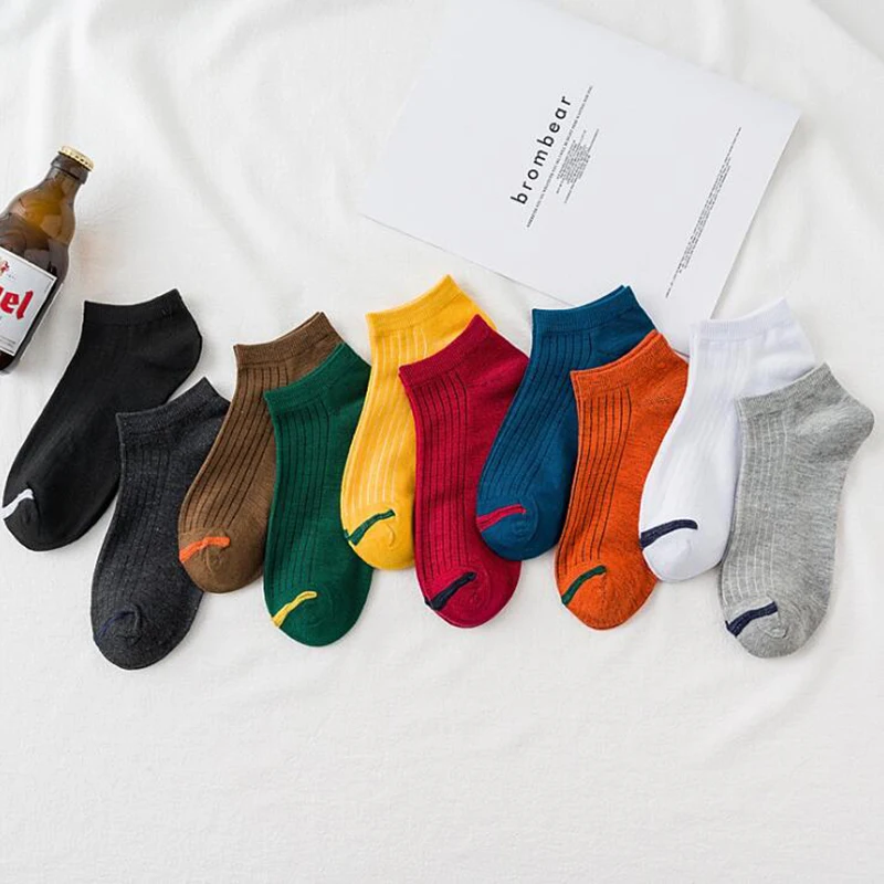 Модные однотонные носки для женщин и мужчин Хлопковые короткие Повседневные