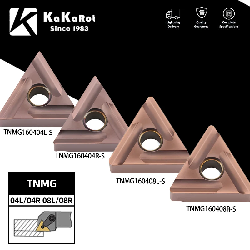 

10pcs KaKarot High Quality Carbide Insert TNMG160404R-S TNMG160404L-S VP15TF External Turning Tools Metal TNMG Turning Tools
