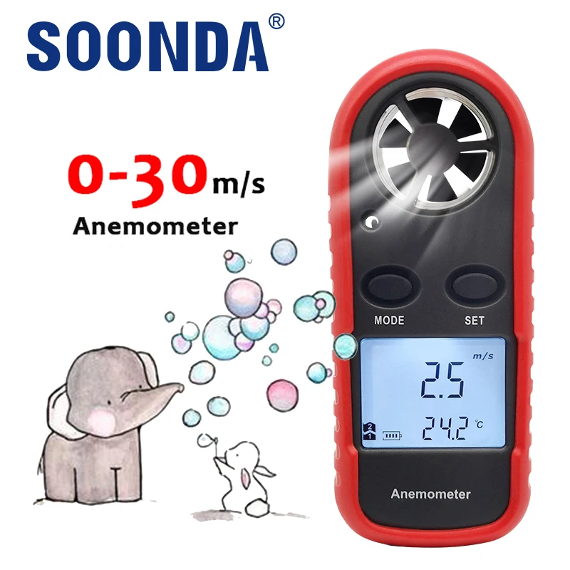 Ручной анемометр 2-в-1 высокоточный измеритель скорости ветра тестер объема