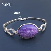 vantj big stone natural charoite bracelet 925 sterling silver oval1826mm women and lady wedding engagment party gift box