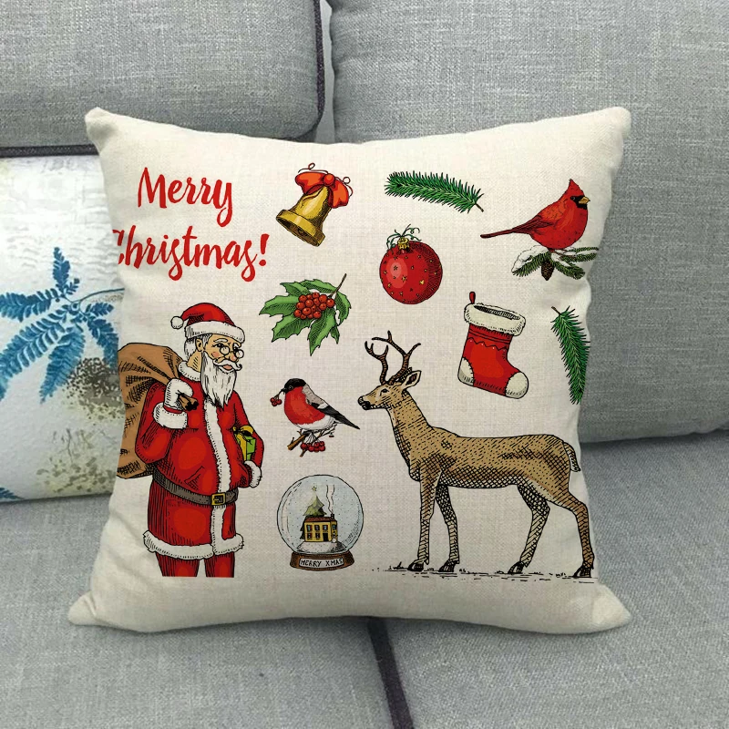 45 см * простой дизайн Рождественский олень льняные хлопковые наволочки для