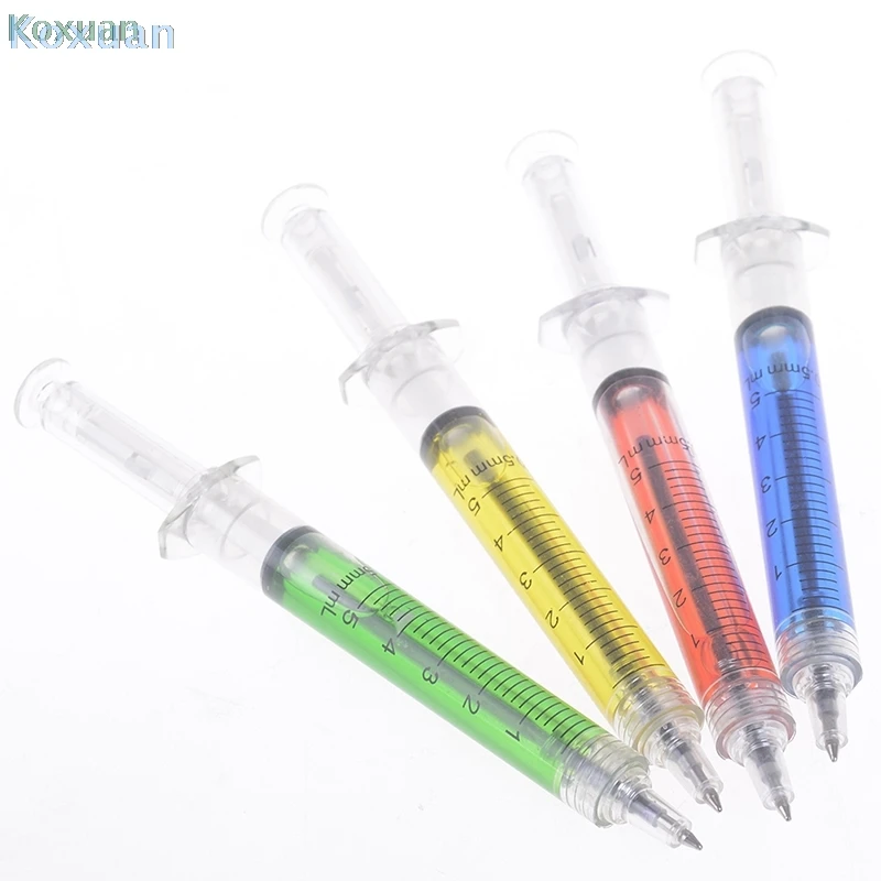 Симпатичная креативная шариковая ручка Шприц с жидкими синими чернилами милые