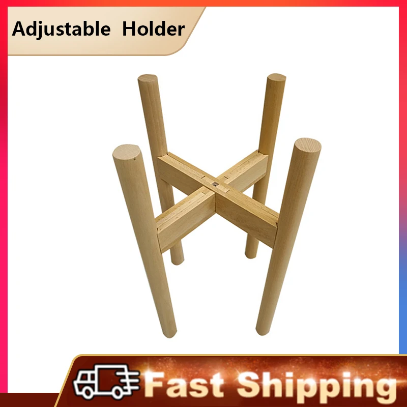 

Adjustable Stand Holder Rack Wooden Sturdy for Flower Potted Indoor Outdoor F2