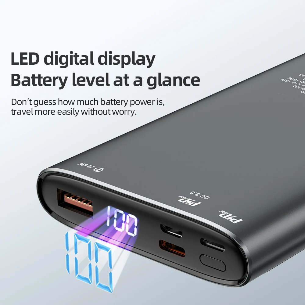 hoco power bank 10000mah 22 5ｗ pd fast charging with 15w wireless charging powerbank portable battery charge for iphone 13 12 11 free global s