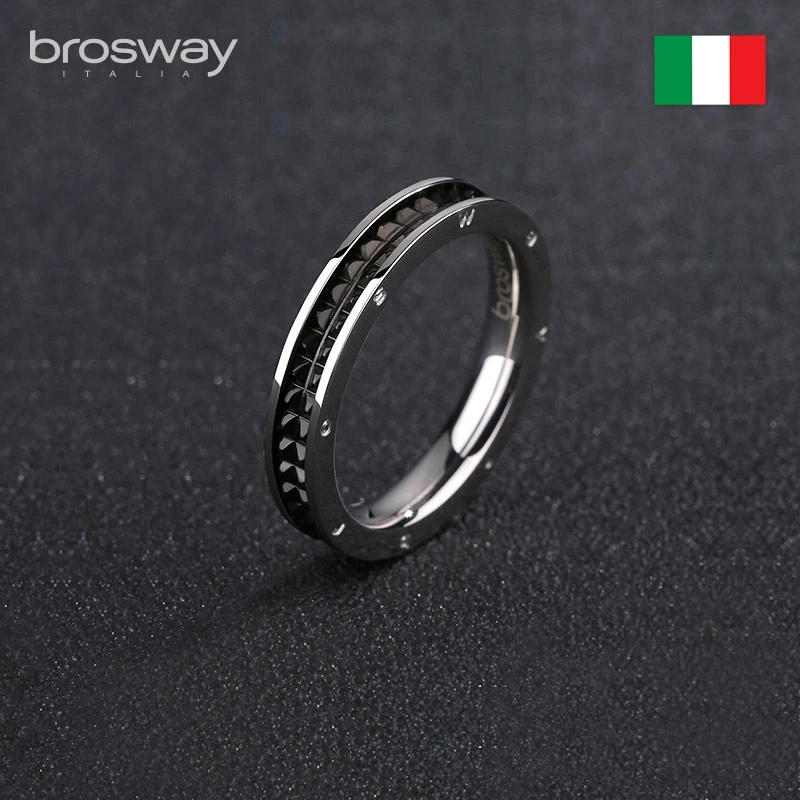 

Brosway Original Mens Rings Fashion Luxury Charm Ring Trend Silver Black Color Mirror Polish Titanium Steel Ring for Men