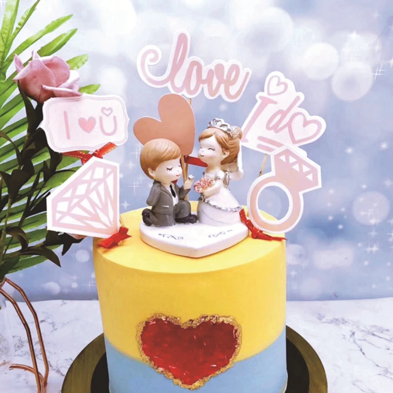 Новинка 2022 года свадебный акриловый топпер для торта золото красное сердце кекс