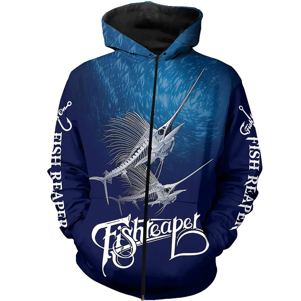 Новая модная одежда 3D принт по всей длине рыбы жнец С рисунком Толстовка с
