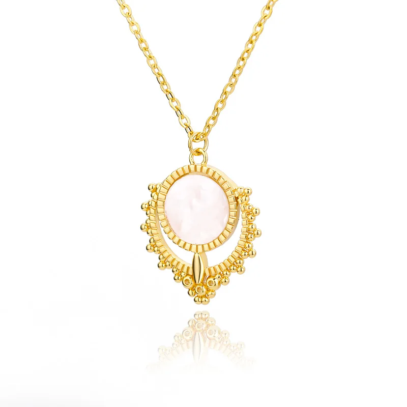 

Vintage Acrylic Crown Pendant Necklace For Women Rose Gold Round Chain Female Necklace Aesthetic Wedding Jewelry Accessories BFF