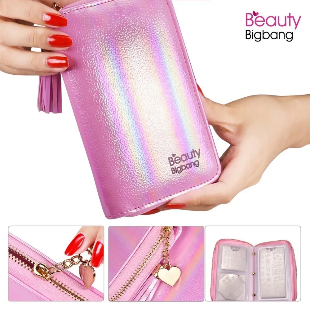 BEAUTYBIGBANG 24 слота Лазерная Голография ногтей штамповки пластины держатель дело круглый квадратный прямоугольный маникюр Дизайн тарелка-Органайзер