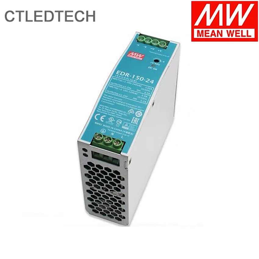 Mean Well EDR-150-24 блок питания на DIN-рейку UL508 AC-DC 24V120W металлический корпус для
