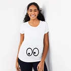 Женская летняя забавная Футболка для беременных, модная футболка с коротким рукавом для беременных, милые футболки для беременных с принтом глаз