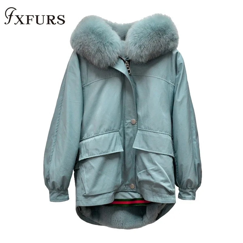 Новинка 2020 шуба Fxfurs парка зимняя куртка пальто женская с большим воротником из