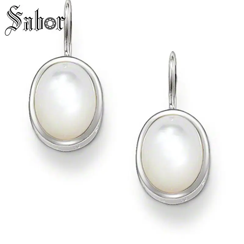 Серьги подвески с белым овальным опалом и лебедем новинка 2020 Модная бижутерия