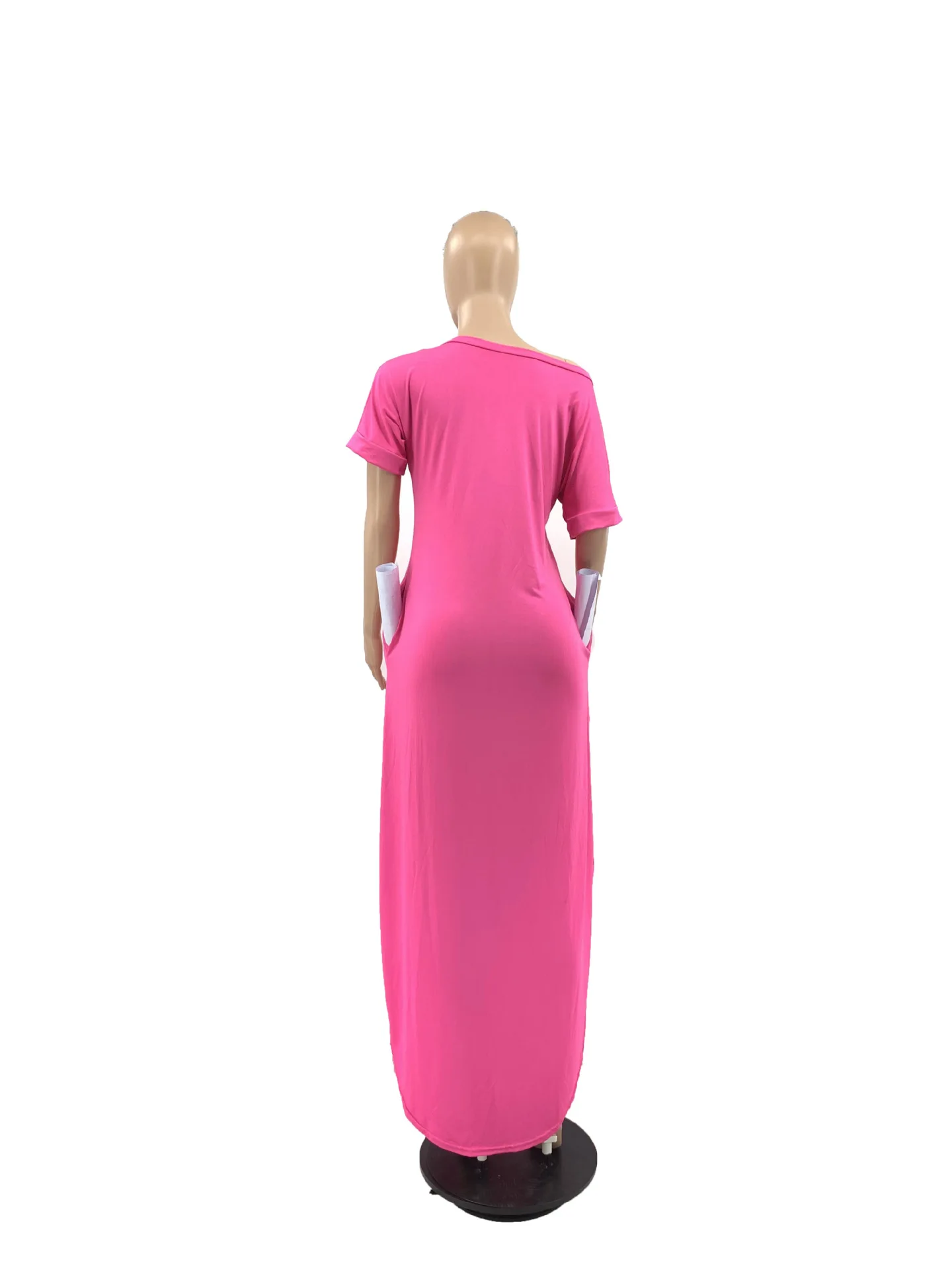 

Women's Plus Size Dress Summer 2021 Solid Pullover Long Skirt Loose and Casual Plus Size Women's Clothing Short Sleeve