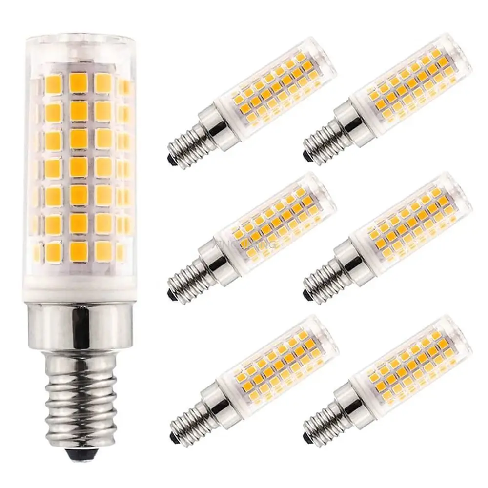 E12 LED dimming candle holder bulb 7W is equivalent to 60W halogen lamp LED chandelier bulb 220V E12 base (6 pcs)