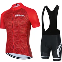 new 2022 strava summer cycling jersey set sport bicycle clothing breathable men short sleeve shirt bike bib shorts 19d gel pad