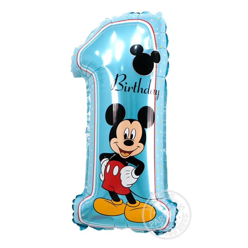 Number Mickey 1 шт. 110 см гигантские фольгированные шары Микки и Минни Маус красный желтый бант стоячие игрушки Дети День Рождения украшения Globos - Цвет: Number Mickey