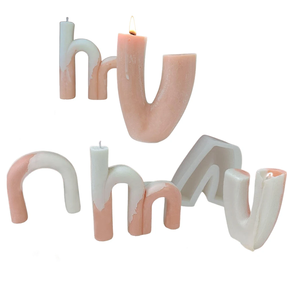 

Rainbow Candle Silicone Mold Striped Candle U Shaped Candle Making Scented Candle Simple Candle Design Mold