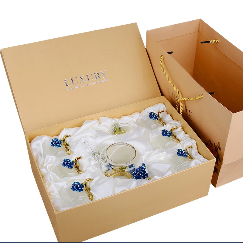 7 шт./компл. Подарочная коробка эмаль Чай посуда наборы для ухода за кожей красное