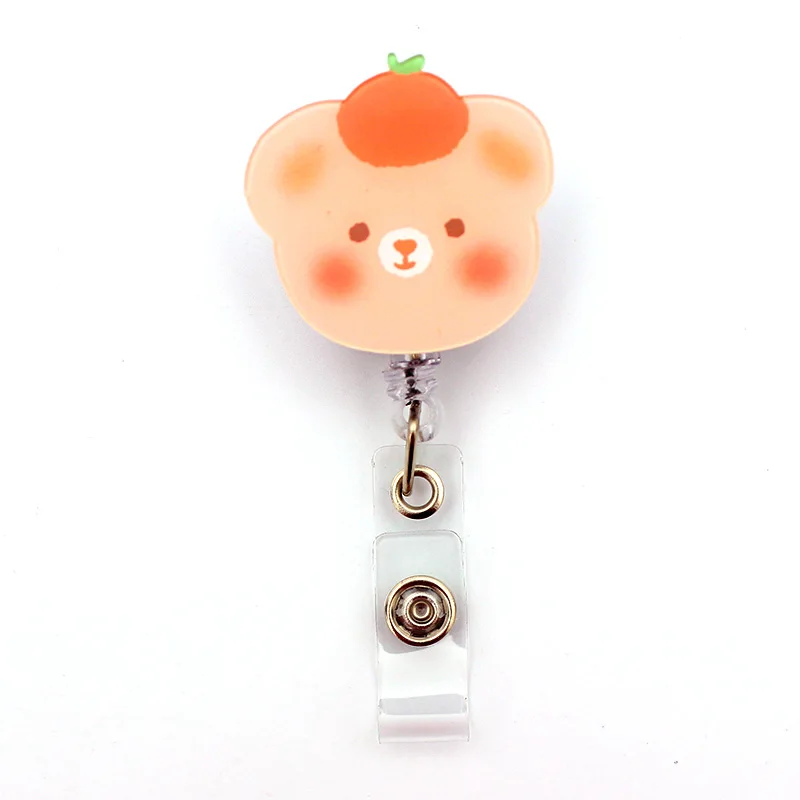 cute lovely bears acrylic retractable badge reel nurse student exhibition id card clips badge holder stationery free global shipping