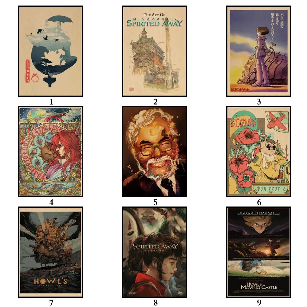 45 конструкции Ghibli Хаяо миядзяки Фильм плакат из крафт бумаги Абстрактная