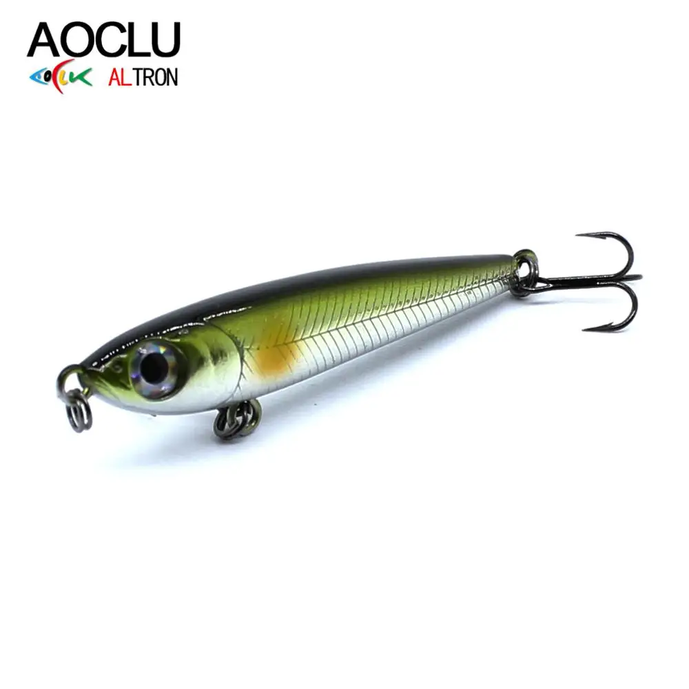 

AOCLU wobblers Super Quality 8 Colors 50mm 2.8g Hard Bait Fishing lure Stick Pencil long distance cast shake sinking VMC hooks